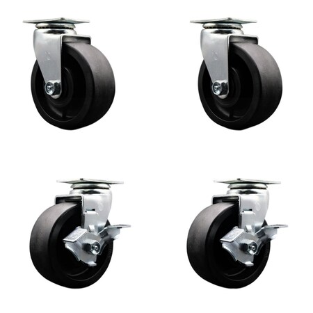 Service Caster Tool Box Caster Wheel Set 5'' Glass Filled Nylon Swivel Casters, 4PK TOOL-SCC-20S520-GFNB-2-TLB-2